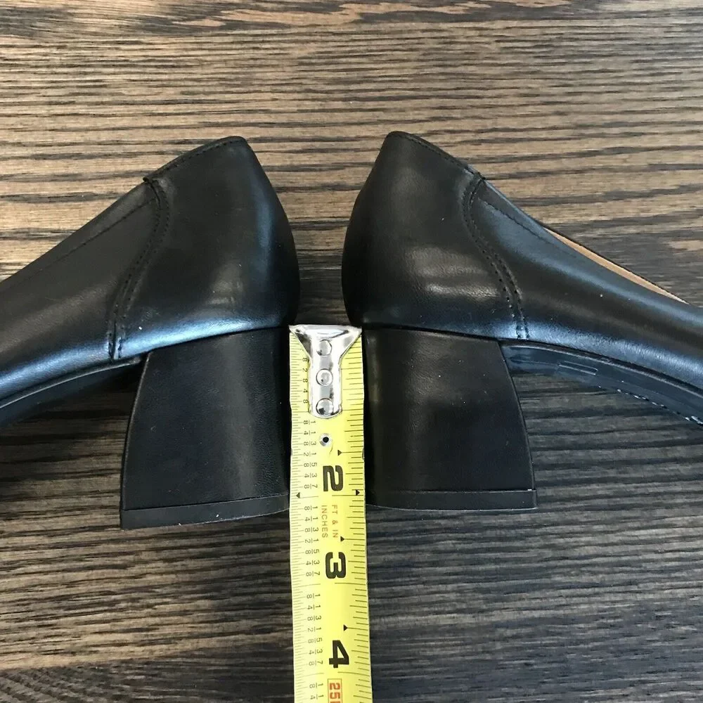 Paul Green Kami Black Soft Leather Block‎ Mid Heel Pointed Toe UK 5.5 US 8